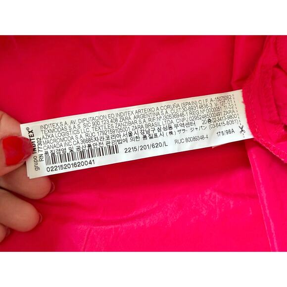 Zara Blogger's Fave Pink Puffed Sleeve Babydoll Mini Dress size L - Picture 9 of 12